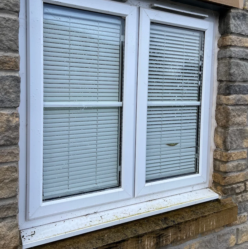 Dirty residential windows in Caldicot before a professional clean.